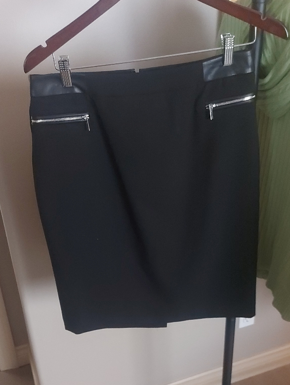 Calvin Klein Black Pencil Skirt with Silver Zippers